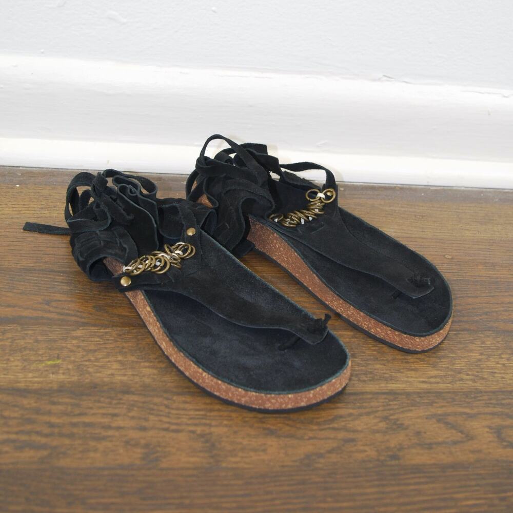 NEW Free People Collins Wrap Suede Gladiator Thong Leather Sandal 7.5